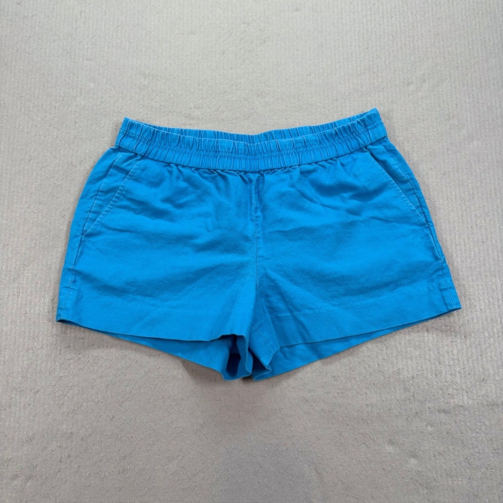 J.Crew Shorts Womens 8 Blue Linen Blend Elastic Waist Casual Short